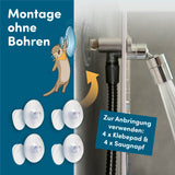 fredis Kinderdusche Welt mit einfacher Montage ohne Bohren dank Saugnäpfen und Klebepads für kindersicheren Duschspaß.