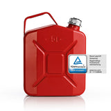 Oxid7 Kraftstoffkanister Metall mit Schraubverschluss - 5 Liter - Rot, hochwertiger, sicherer Metallkanister mit UN-Zulassung.
