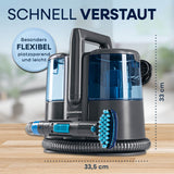 CLEANmaxx Polster- & Teppichreiniger Pro Power - 3in1 Gerät mit flexiblem Schlauch und Dual-Tank, platzsparend und leicht zu verstauen.