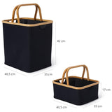 LUMALAND Bambus-Rahmen-Aufbewahrungskorb - 2er-Set - Anthrazit, faltbare Körbe mit Bambusrahmen, unterschiedliche Größen für vielseitige Nutzung.