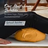 #DoYourYoga Yoga-Kissen Ganesh Halbmond in Indischgelb, gefüllt mit Bio-Dinkelspelz für Meditation, Yoga und Pilates, 45 x 30 x 14 cm
