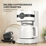 Barista Filterkaffeemaschine Touch Iso mit Isolierkanne, LED-Touchdisplay und Timerfunktion in moderner, weißer Ausführung.