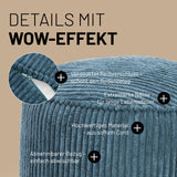 LUMALAND Sitzsack Pouf Cord - Navyblau mit weichem Cord-Stoff, verdecktem Reißverschluss, extrastarken Nähten und abnehmbarem Bezug.