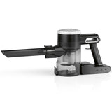 CLEAN Edition Akku-Zyklon-Staubsauger schwarz/silber, kabellos mit 2-stufiger Saugkraft und 2-Filter-System für effektive Reinigung.