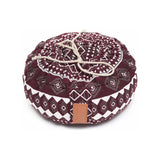 #DoYourYoga Yoga-Kissen Vishnu rund 30x30x15 cm, gefüllt mit Bio-Dinkelspelz, rot-weiß, waschbarer Baumwollbezug.