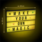 EASYmaxx LED-Leuchtkasten A3 mit 173 Buchstaben, Zahlen, Zeichen und 150 bunten Mood Pics für individuelle Botschaften.