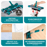 Akku-Besen Swivel Sweeper G2 kabellos mit 4-seitigem Bürstensystem und rückenschonendem Ellenbogengelenk für fast alle Böden geeignet.