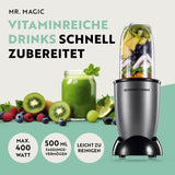 GOURMETmaxx Mr. Magic Power 400 Pro mit Zubehörset M kompakter Standmixer für schnelle, vitaminreiche Drinks und einfache Reinigung.
