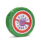 LUMALAND Pinata Set zum Befüllen inkl. Schläger & Augenbinde "Beat The Virus" mit grün-lila Virus-Motiv, 50x50x15 cm.