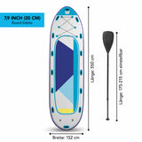 MAXXMEE XXL-SUP-Board für 6 Personen, 550 cm lang mit 7,9 Inch Stärke, 152 cm breit, verstellbarem Paddel und 5 Finnen.