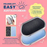 HornyFeet Hornhautentferner für die Dusche mit austauschbarem Feilenblatt in grober und feiner Körnung für sanfte Fußpflege