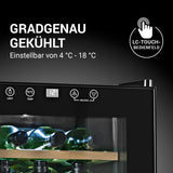 N8WERK Weinkühlschrank - 15 Flaschen mit LC-Touch-Bedienfeld, einstellbarer Temperatur 4 °C - 18 °C und LED-Innenbeleuchtung.