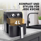 GOURMETmaxx Heißluftfritteuse 4 L – kompakt, stylish, 3in1 Heißluftofen, Grill & Fritteuse für vielseitiges Kochen in jeder Küche.