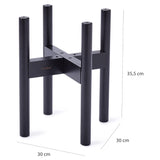 LUMALAND Blumenständer aus Bambus - 30 x 30 x 35,5 cm - 3er-Set schwarzes, höhenverstellbares Pflanzenregal aus Bambus