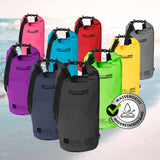Where Tomorrow Dry Bag 20L - Style 01 - Schwarz, robuster wasserdichter Outdoor-Rucksack mit verstellbarem Schultergurt und UV-Schutz.