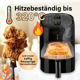 GOURMETmaxx Backpapierschalen für Heißluftfritteusen (5–8 l) hitzebeständig bis 320°C, für saftige und knusprige Garergebnisse.