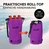 Where Tomorrow Dry Bag 10L - Style 01 - Lila mit wasserdichtem Rolltop-Verschluss für sichere Outdoor-Abenteuer.