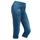 SLIMmaxx Jeans-Leggings 3/4 - 42/44 (L) - blau, bequeme 3/4-Leggings mit Jeans-Look und elastischem Bund für hohen Tragekomfort.