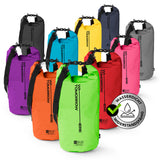 Where Tomorrow Dry Bag 20L - Style 02 - Grün robuster, wasserdichter Outdoor-Rucksack mit verstellbarem Schultergurt und Rolltop-Verschluss.