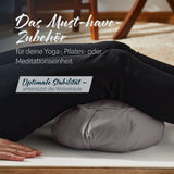 #DoYourYoga Yoga-Kissen Ganesh Halbmond Grau, gefüllt mit Dinkelspelz, für Meditation, Yoga und Pilates, 100% Baumwolle, stabilisierend für Wirbelsäule