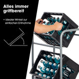 EASYmaxx Metall Getränkekisten-Regal für 3 Kisten mit stabilem Rahmen für einfache Entnahme und optimale Getränkebestandsübersicht.