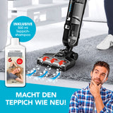 CLEANmaxx Multi-Bodenreiniger + Teppichshampoo saugt, wischt nass & trocken, inklusive 500 ml Teppichshampoo für strahlend saubere Böden.