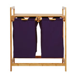 LUMALAND Bambus Wäschekorb mit 2 ausziehbaren Wäschesacken in Lila, ca. 73 x 64 x 33 cm, stilvoll und funktional.