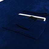 LUMALAND Kuscheldecke - 170x200cm - blau mit 50 cm Fußtasche, weiches Coral-Fleece, ideal als Sofadecke und Tagesdecke.
