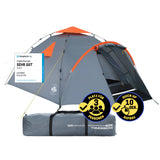 Where Tomorrow Pop up Familienzelt für 3 Personen, 10 Sek. Quick-up-Aufbau, wasserfestes, graues Outdoor-Zelt, 220x220x130 cm