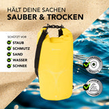 #DoYourOutdoor Dry Bag 20L Gelb – wasserdichter, robuster Rucksack schützt vor Staub, Schmutz, Sand, Wasser und Schnee beim Outdoor-Abenteuer.