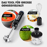 GOURMETmaxx Akku-Stabmixer - XL-Zubehör-Set kabellos mixen, pürieren, schlagen mit Schneebesen und Zerkleinereraufsatz.