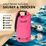 Where Tomorrow Dry Bag 20L - Style 01 - Pink, wasserdichter robuster Rucksack zum Schutz vor Staub, Schmutz, Sand, Wasser und Schnee.