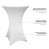 LUMALAND Stehtischhusse Ø 70-75 cm Weiß 2er-Set, elegante, pflegeleichte und langlebige Tischhusse für Stehtische und Bistrotische.