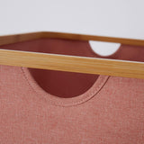 LUMALAND Aufbewahrungsboxen mit Bambus-Rahmen - 3er-Set - Rosa, textile Box mit stabilem Bambusrahmen und Griffmulde, Nahaufnahme