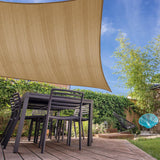 LUMALAND Sonnensegel 100% HDPE mit Stabilisator für UV-Schutz Quadrat 5 x 5 Meter Sand schattiert Terrasse im Garten sicher und robust