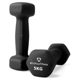 #DoYourSports Hantelset Gusseisen mit Neoprenbeschichtung 2er-Set 5 kg schwarz rutschfest robust für Krafttraining