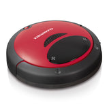CLEANmaxx Saugroboter 2in1 in Rot-Schwarz mit Wischfunktion, sensorgesteuerte Navigation und starker Akku für bis zu 1 Stunde.