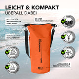 Where Tomorrow Dry Bag 20L - Style 02 - Orange, wasserdichter Outdoor-Rucksack mit UV-Schutz, stabilen Schnallen und verstellbarem Schultergurt.