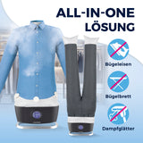 CLEANmaxx Hemdenbügler PRO STEAM + Hosenaufsatz reduziert Bügeln, trocknet, frischt auf – für faltenfreie Hemden und Hosen in Schwarz.