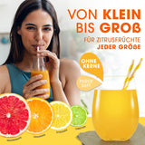 LUMALAND Manuelle Saftpresse – kraftvolle, geräuschlose Zitruspresse für Orangen, Grapefruits, Zitronen und Limetten jeder Größe.