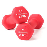 #DoYourSports Hantelset Gusseisen mit Neoprenbeschichtung 2er-Set 2,5 kg rote Kurzhanteln für Krafttraining und Workout