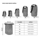 #DoYourOutdoor Dry Bag 5L - Grau wasserdichter, robuster Outdoor-Rucksack mit verstellbarem Schultergurt und Rolltop-Verschluss.