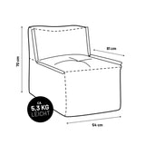 LUMALAND Sitzsack-Sofa Mittelstück Pastell Grün, 200 L, leicht, kombinierbar, mit Maße 70x81x54 cm, extrastark und komfortabel.