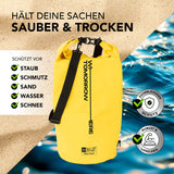 Where Tomorrow Dry Bag 30L - Style 01 - Gelb, wasserdichter, robuster Rucksack mit Rolltop-Verschluss für Outdoor-Abenteuer.