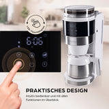 Barista Filterkaffeemaschine Touch Iso mit Mahlwerk und LED-Touchdisplay - 800W mit integriertem Mahlwerk und Timerfunktion.