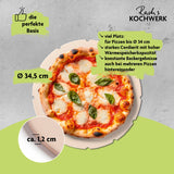 Rachs KOCHWERK Gas-Pizzaofen für Pizzen bis zu Ø 34 cm mit 19 mm Cordierit-Pizzastein für gleichmäßiges Backen und hohe Wärmespeicherung.