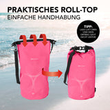 #DoYourOutdoor Dry Bag 10L - Pink mit wasserdichtem Rolltop-Verschluss, robust und ideal für Outdoor-Abenteuer wie Standup-Paddling.