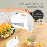 GOURMETmaxx Wasserkocher mit Kalkfilter 1,7l weiß/grau, kabellos, mit Wasserstandsanzeige und automatischer Abschaltung.