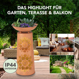 EASYmaxx LED-Dekosäule mit Pflanzschale Rost-Optik Mandala Braun, beleuchtet, für Garten, Terrasse und Balkon, solarbetrieben, IP44 outdoor.