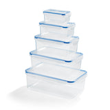 GOURMETmaxx Frischhaltedosen Klick-it 10-tlg. transparent/blau, stapelbar, mikrowellen- und gefrierschrankgeeignet.